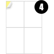 (LBL 4 PER SHEET) Address Labels White A4 100 Sheets Sticky Self Adhesive for Inkjet / Laser Printer