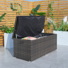 (Brown ) Abrihome 495L Iron Outdoor Rattan Storage Box