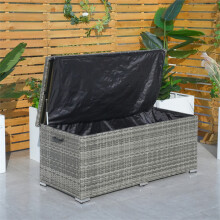(Grey) Abrihome 495L Iron Outdoor Rattan Storage Box
