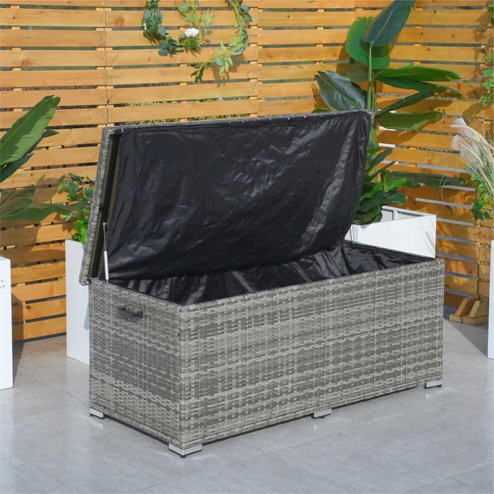 Abrihome (Grey) 495L Iron Outdoor Rattan Storage Box Grey