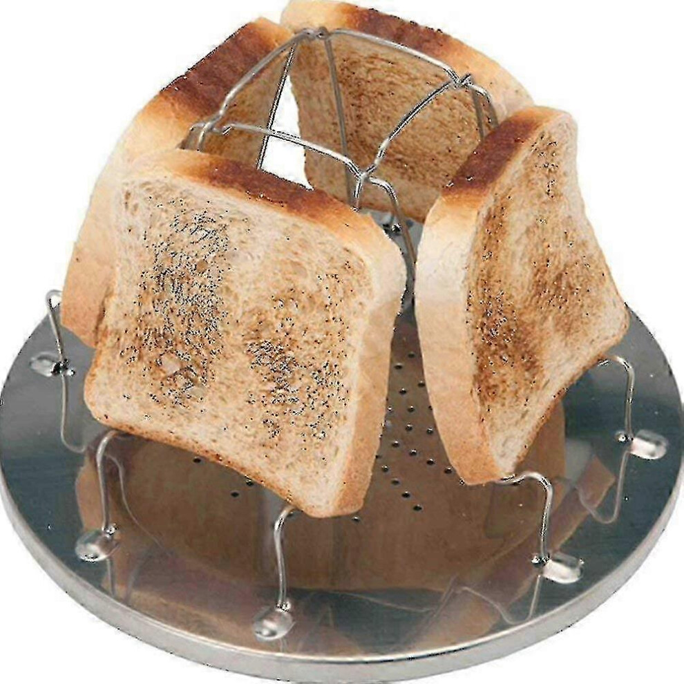 (As show, One size) Folding Camp Stove Toaster, Stainless Steel 4 Slice Propane Bread Toaster, Portable Backpacking Outdoor Toaster Rack Holder For Camping Fishing Hiking