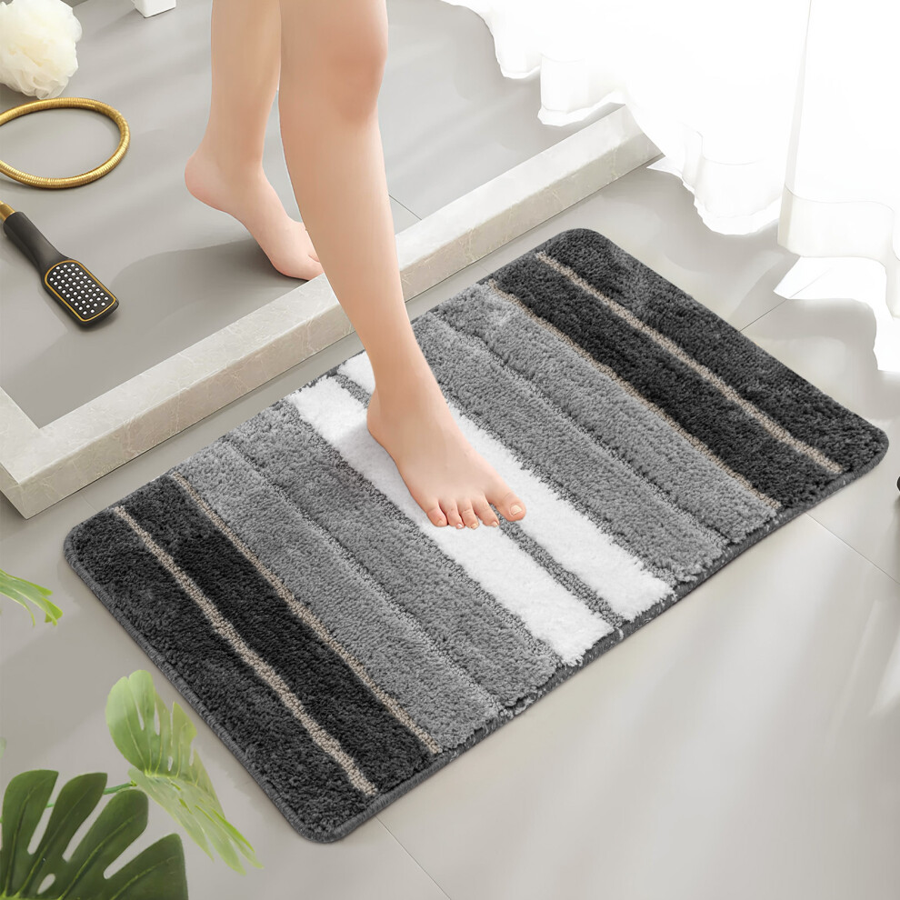 (Gray 50cm*80cm) Bath Mat Rug Extra Soft and Absorbent Washable