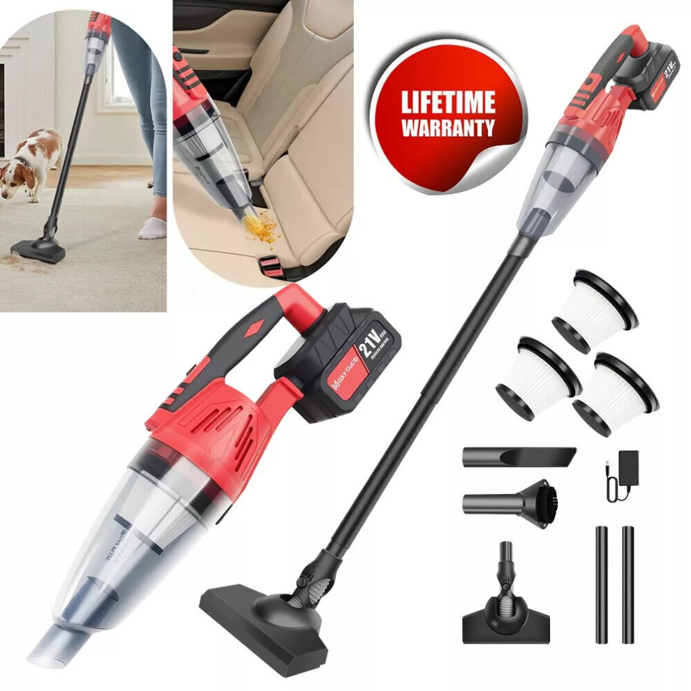 (With 2 Batteries) Cordless Stick Vacuum Cleaner Car Vacuum 2 In 1 Vacuum Cleaner For Home Car Carpet Floor