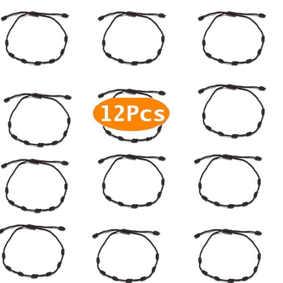 (black) 12pcs 7 Knots Red String Bracelets For Protection Good Luck Amulet For Success Handmade Rope Couple&apos;s Bracelets Lucky Bangles