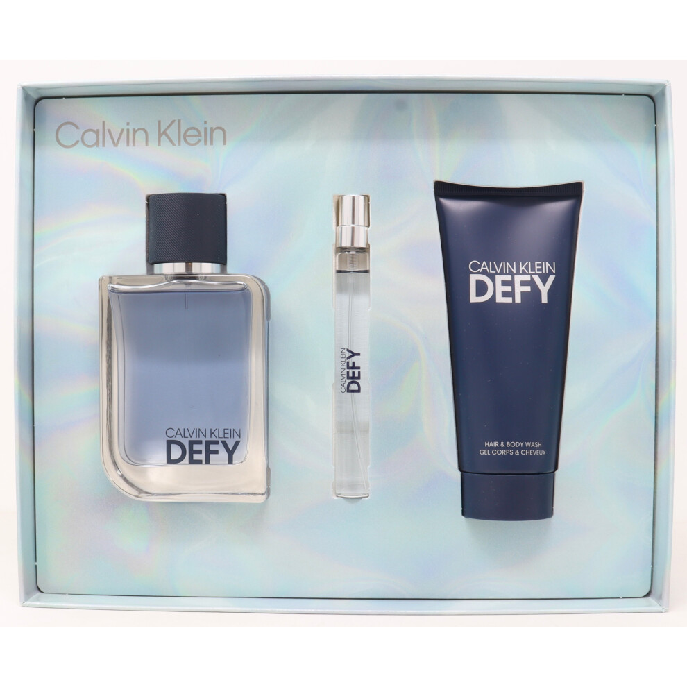 Calvin Klein Defy Eau De Toilette 3-Pcs Gift Set  / New With Box