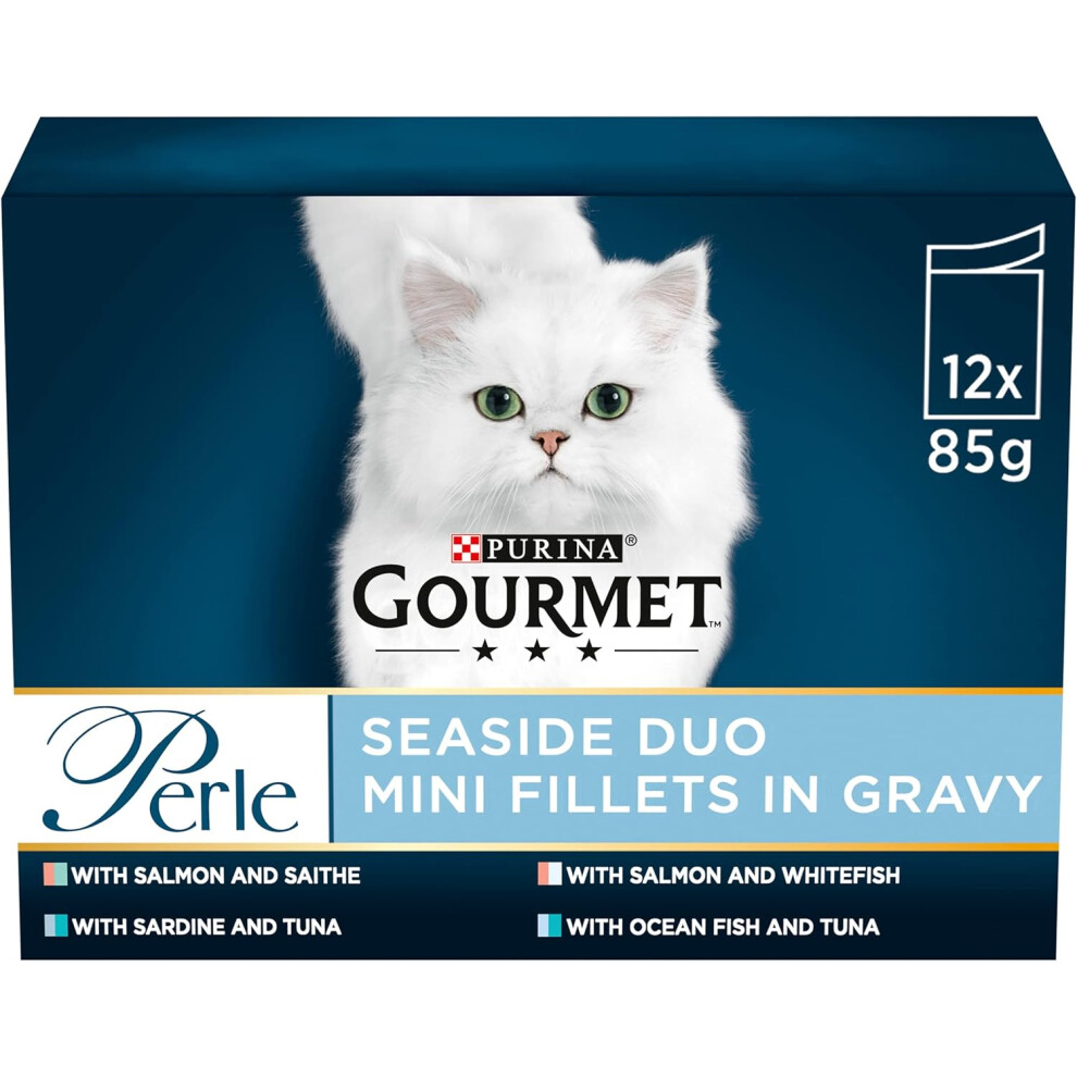 Gourmet Perle Seaside Duo In Gravy Wet Cat Food 12x85G, Pack Of 4