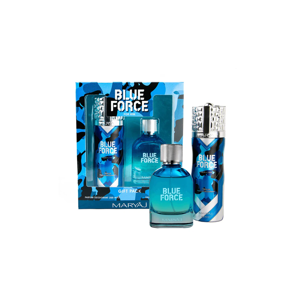 Maryaj Blue Force Perfume Gift Set For Men (Edp Spray 100Ml + Body Spray 200Ml)