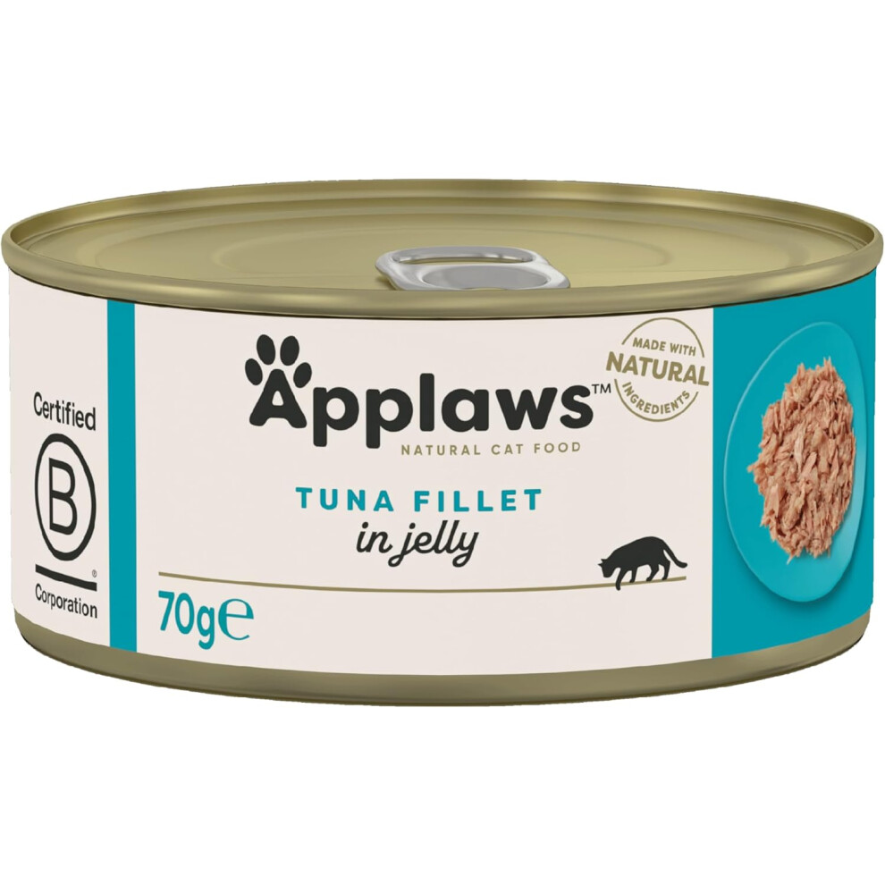 Applaws Natural Wet Cat Food, Tuna Fillet In Jelly 70 G Tin, (24 X 70 G Tins)