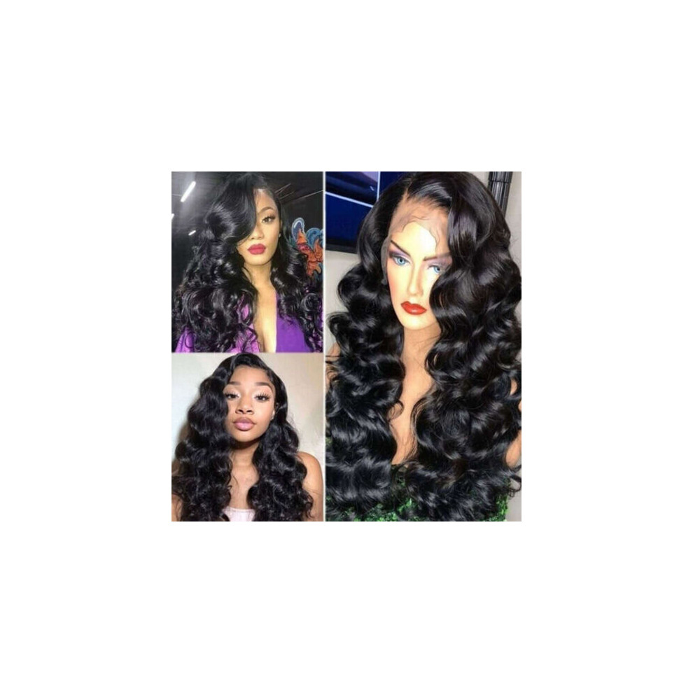 Flemye Long Brazilian Body Wave Full Wig Human Hair Lace Frontal Glueless Hair Wigs