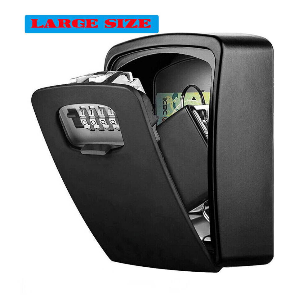 Key Safe Box 4 Digit Wall Mounted Outdoor Black High Security Code