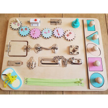 Childrens Busy Board Wooden Activity Motor Skills Sensory Educational Montessori