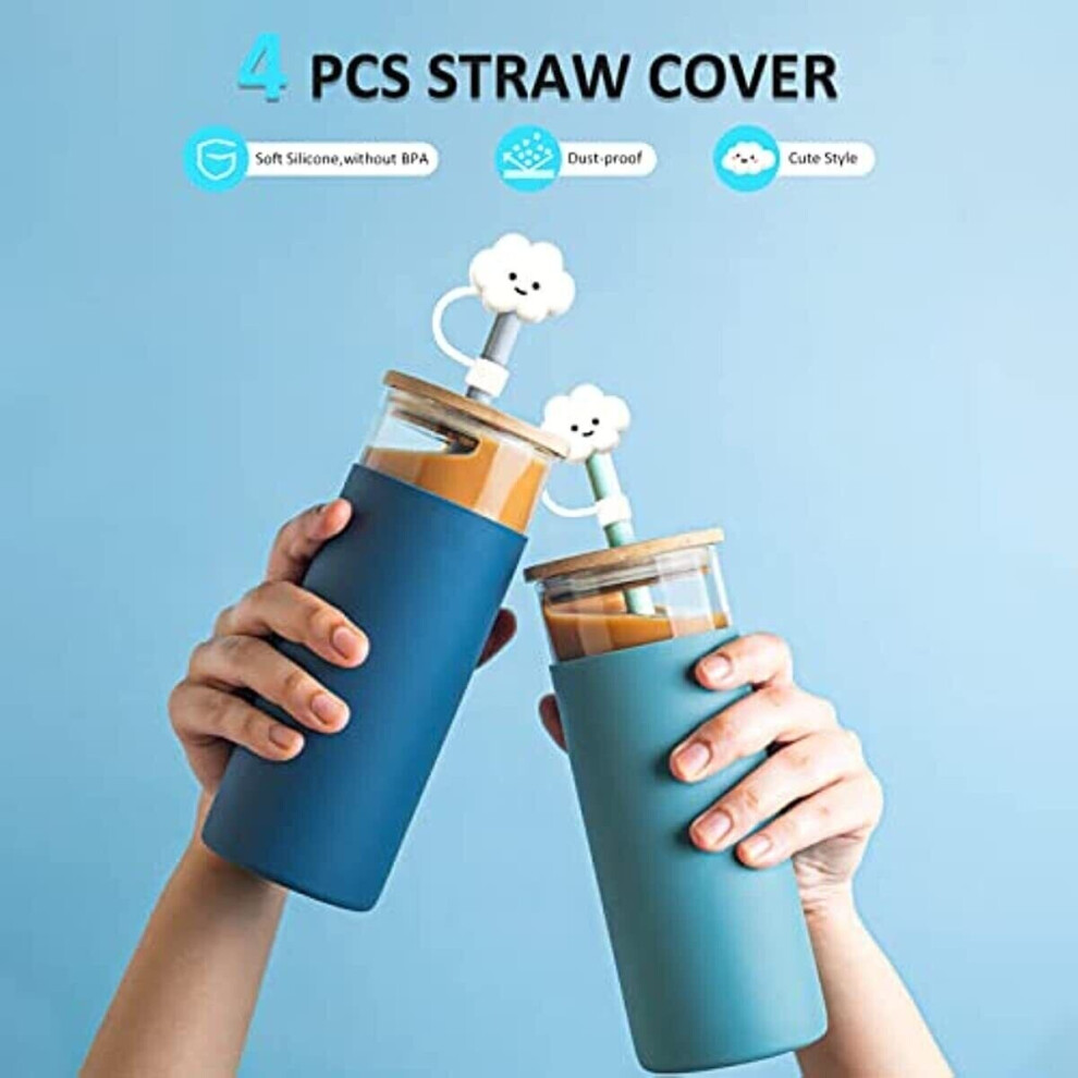 4pcs Straw Tip Covers for Tumbler Cups Reusable Silicone Toppers