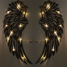 Metal Angel Wings Wall Decor LED Lights Large Angel Wings Wall Art For Porches