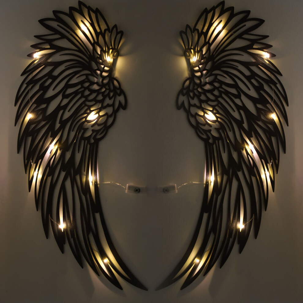 Metal Angel Wings Wall Decor LED Lights Large Angel Wings Wall Art For Porches