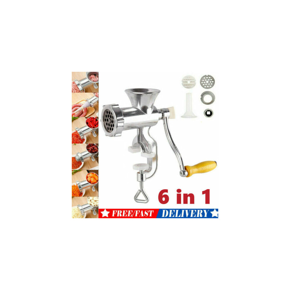 Heavy Duty Manual Rotary Meat Grinder & Mincer - Aluminum Alloy Sausage Maker, Table Clamp, Hand Operated, Durable Kitchen Tool