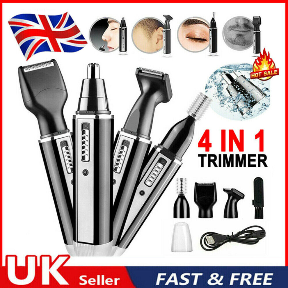 Heren 4 In 1 Oplaadbare Haar Baard Wenkbrauw Oor Neus Scheerapparaat Elektrische Kit-image