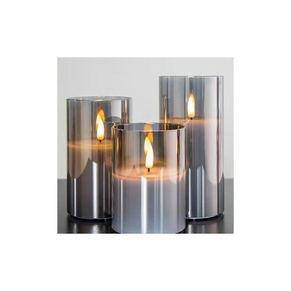 3 x Flickering Flameless LED Candles Battery Powered Remote Control Mood Lights
