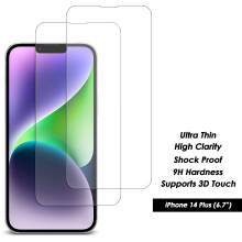(Apple iPhone 14 Plus) Screen Protector 4x pack for iPhone 14 13 12 XS 11 Pro Max Mini X XR 7 8+ Genuine Tempered Glass Clear