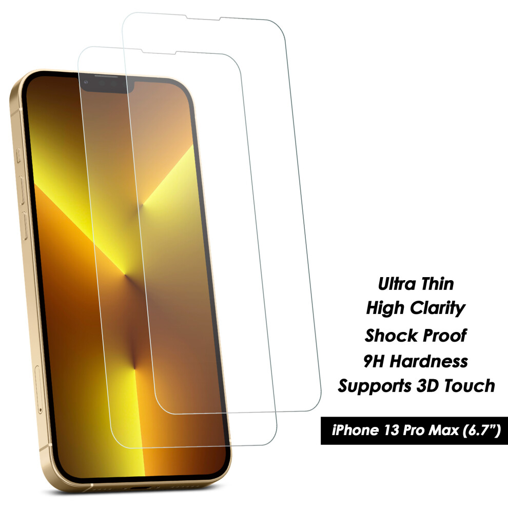 (Apple iPhone 13 Pro Max) Screen Protector 4x pack for iPhone 14 13 12 XS 11 Pro Max Mini X XR 7 8+ Genuine Tempered Glass Clear