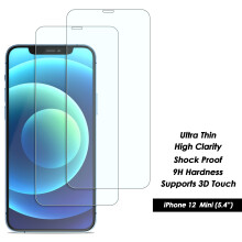 (Apple iPhone 12 Mini) Screen Protector 4x pack for iPhone 14 13 12 XS 11 Pro Max Mini X XR 7 8+ Genuine Tempered Glass Clear