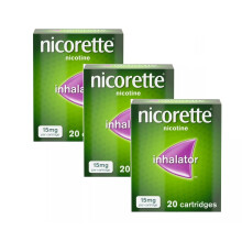 3 X 20 Nicorette 15mg Nicotine Inhalator For Light & Heavy Smokers