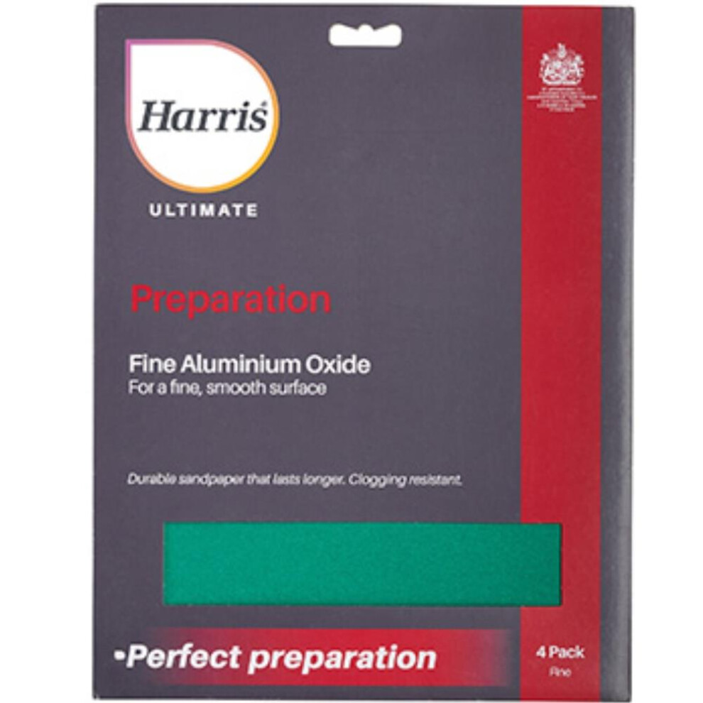 Harris Ultimate Preparation Aluminium Oxide Sandpaper Fine 4Pk