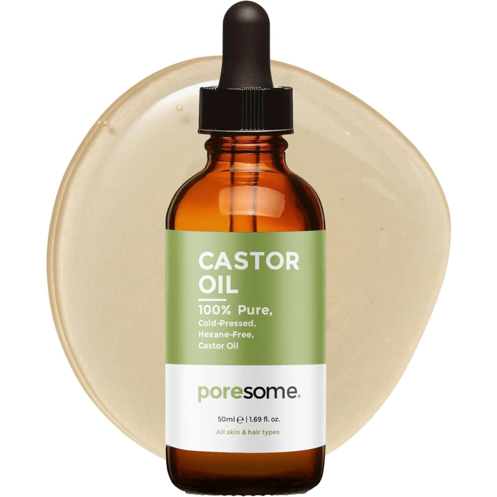 Poresome Castor Oil For Hair & Skin Cold Pressed, 100% Pure, Hexane Free 50Ml