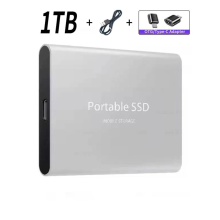 (Silver 1TB) External Hard Drive Portable Shockproof Mobile SSD