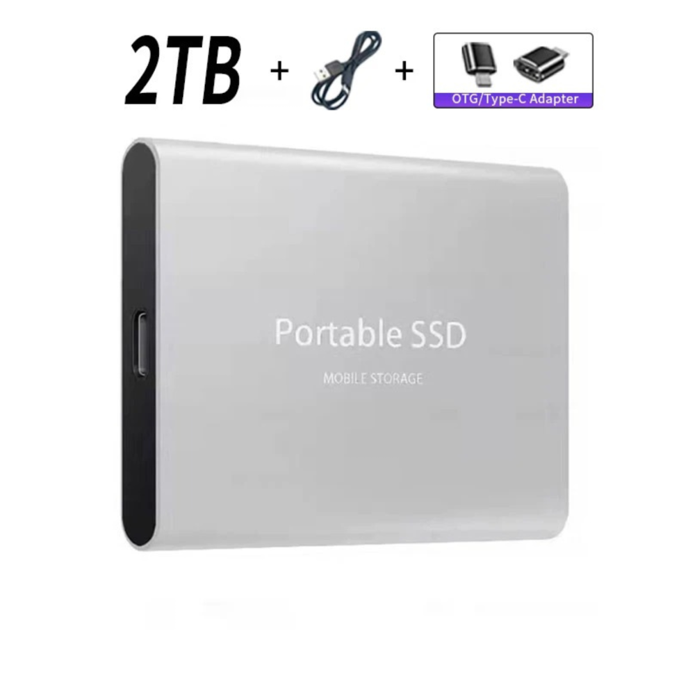 (Silver 2TB) External Hard Drive Portable Shockproof Mobile SSD