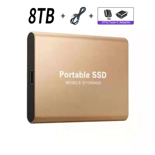 (Gold 8TB) External Hard Drive Portable Shockproof Mobile SSD