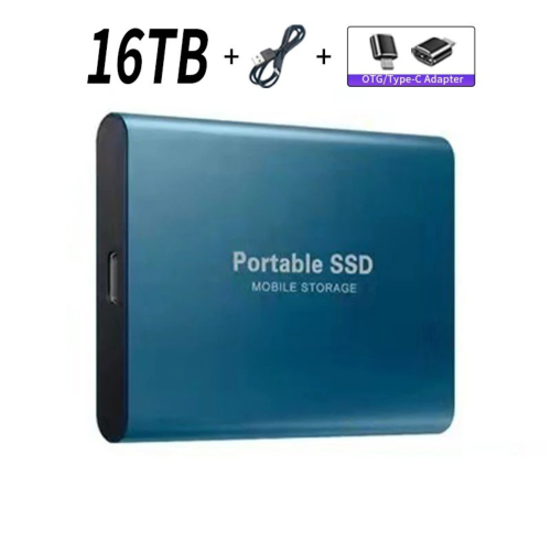 ( Blue 16TB) External Hard Drive Portable Shockproof Mobile SSD