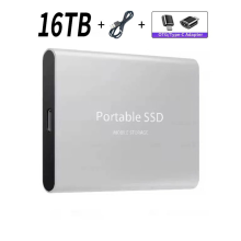 (Silver 16TB) External Hard Drive Portable Shockproof Mobile SSD
