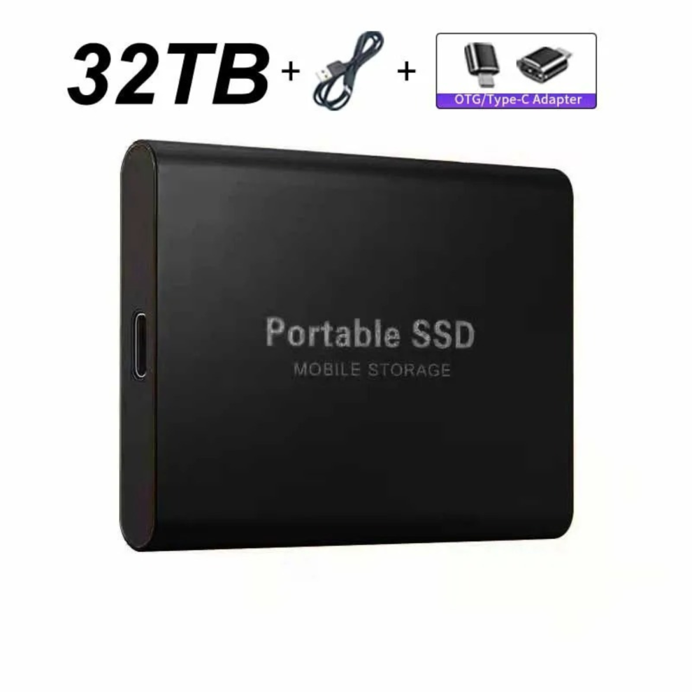 ( Black 32TB) External Hard Drive Portable Shockproof Mobile SSD