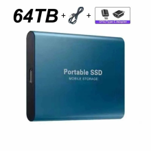 (Blue 64TB) External Hard Drive Portable Shockproof Mobile SSD