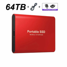 (Red 64TB) External Hard Drive Portable Shockproof Mobile SSD