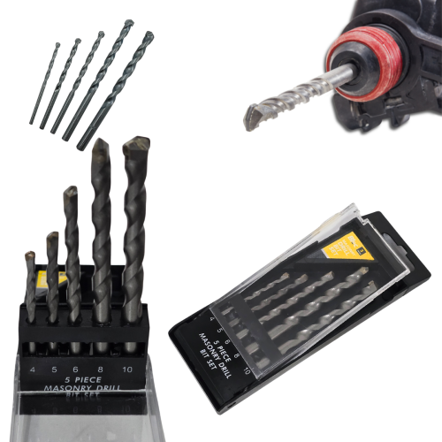 5-Piece Masonry Drill Bit Set, Effortless Drilling with 5 Piece Masonry Bit Set 1
