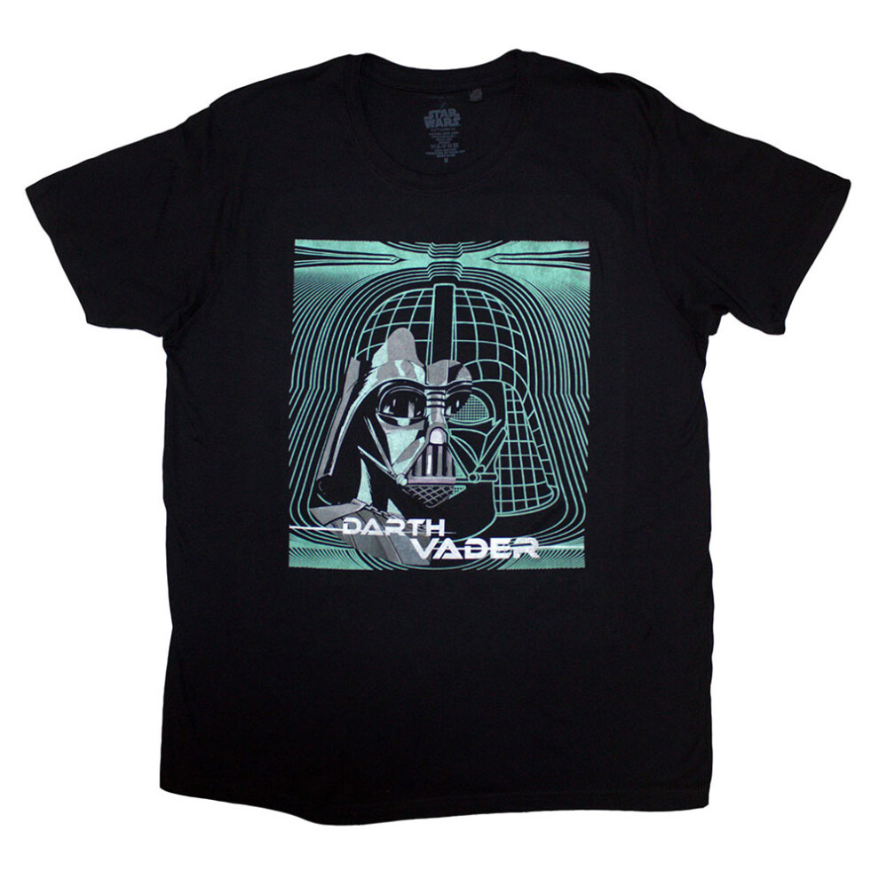 (XXL, Black) Star Wars Vader Grid Mask T Shirt