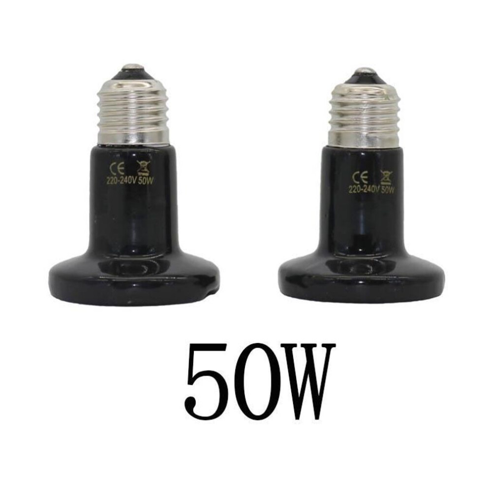 (50W) E27 Pet Heating Light 25w 50w Mini Infrared Ceramic Emitter Heat Bulb Black For Reptile Pet Brooder Lamp