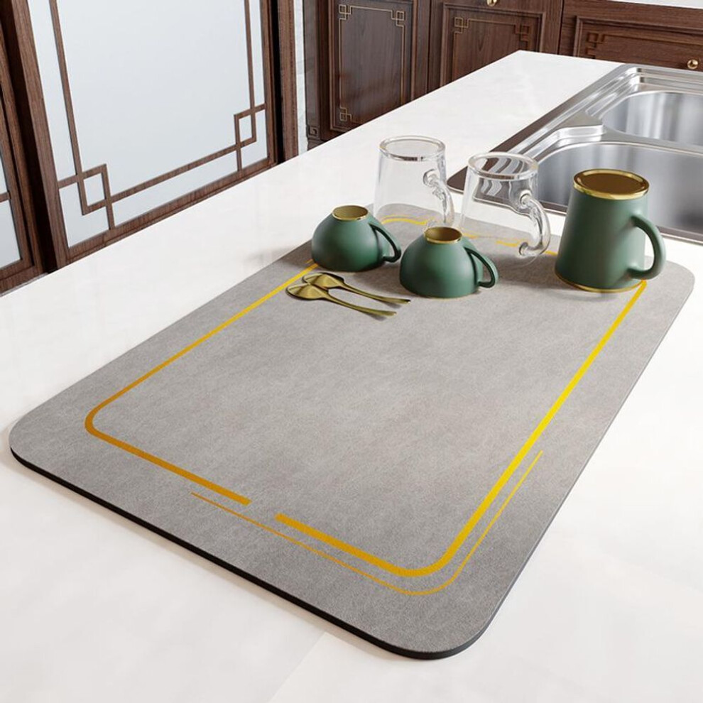 (as the picture, 40x50cm) Diatom Mud Dish Drying Mat Quick Absorb Water Kitchen Tableware Drain Mats Checkerboard Non Slip Watertight Desktop Table Mat Insulation Pad