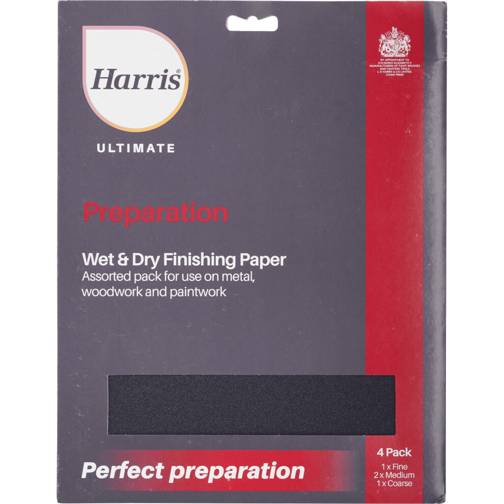 Harris Ultimate Preparation  Wet & Dry Finishing Paper  Assorted 4pk