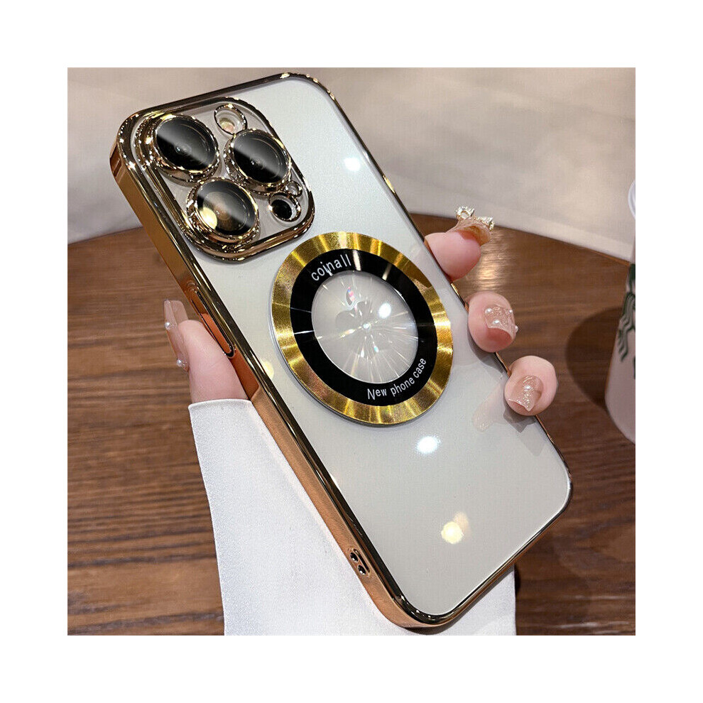 (Gold, For iPhone 13) Case For Apple iPhone 16 Pro Max 15 14 13 12 Shockproof Magnetic Silicone Cover