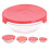 (Bright Red) 5pcs Glass Bowls Food Storage with Colour Lids Kitchen Stackable Container Set 4