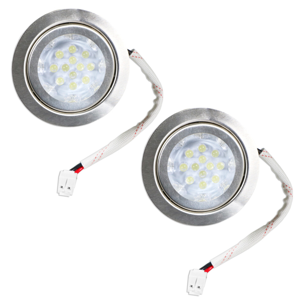 Universal Cooker Hood LED Light 70mm Extractor Vent Lamp Bulb Units (Pack of 2, Silver, 1.5W, 12V DC)