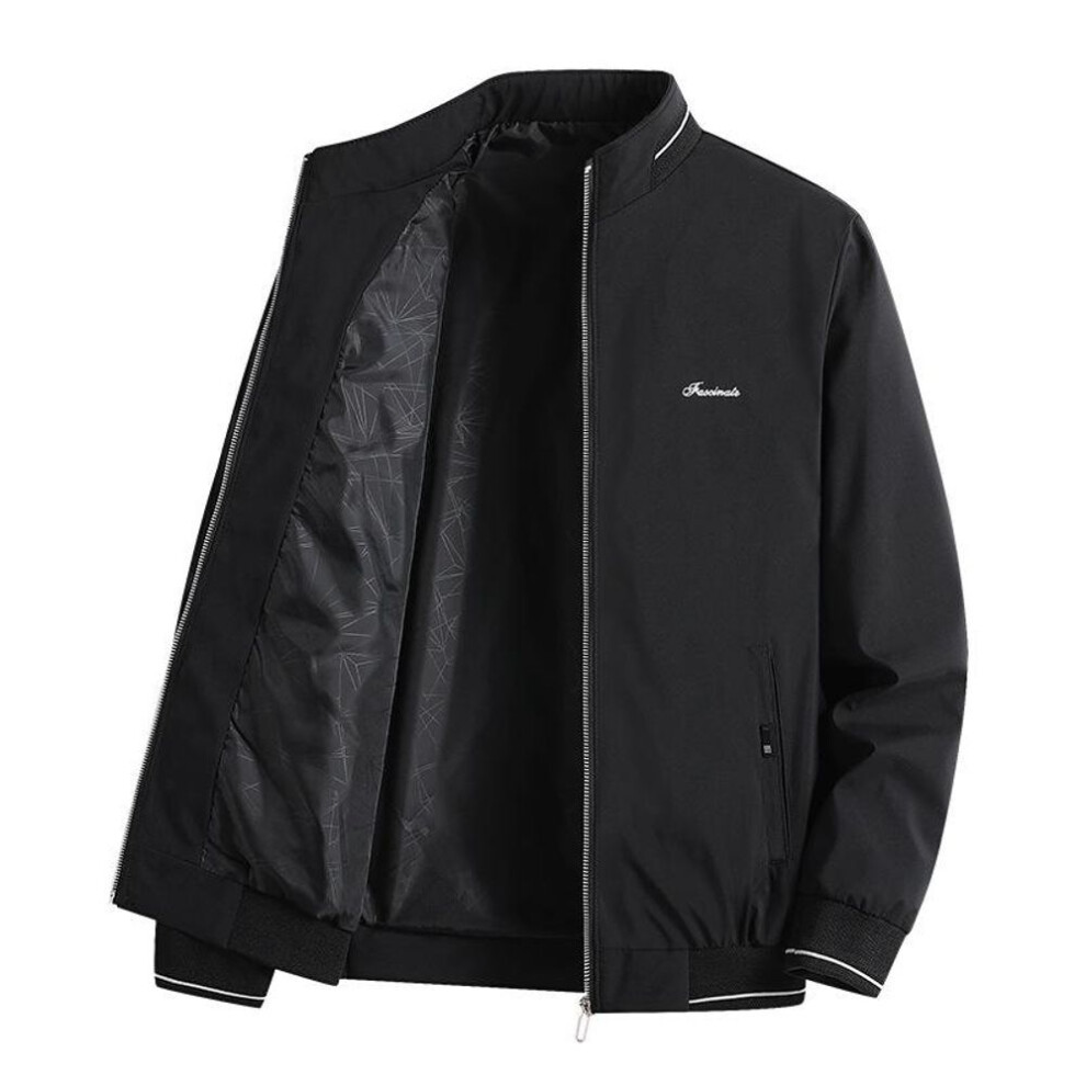 (black, XL) Stand Up Collar Jacket for Men&apos;s Stand Up Collar Business Casual Solid Color Oversized Jacket