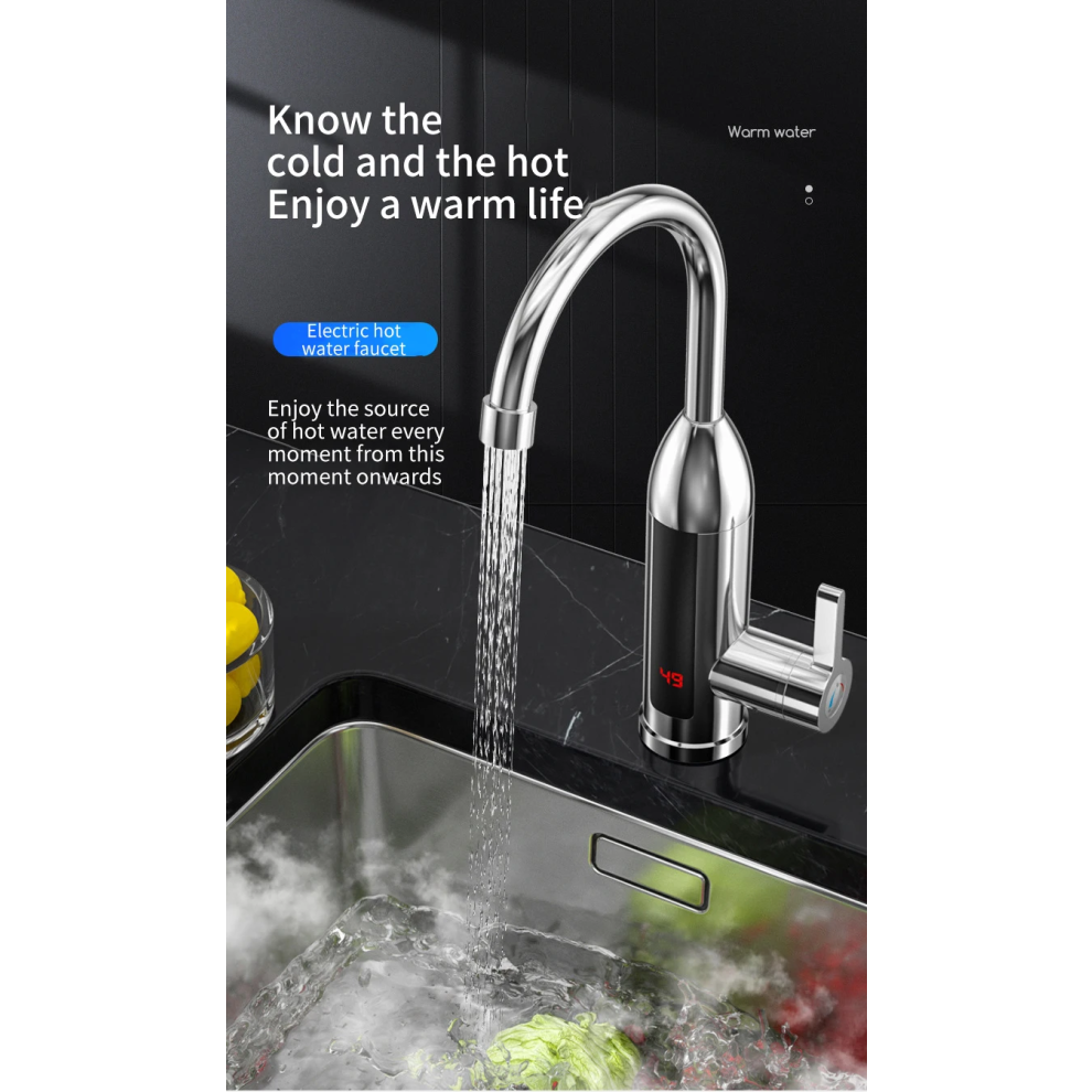3000W 220V Electric Kitchen Water Heater Tap Instant Hot stainless steel Water Faucet Heater Cold Heating Faucet