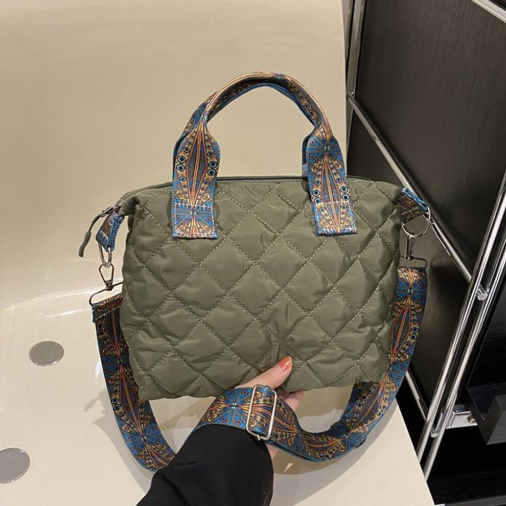 (green, 22.5x10.5x19.5cm) Yogodlns Design Lingge Quilted Padded Large Tote Nylon Women Handbags Luxury Design Shoulder Crossbody Bags Shopper Bag