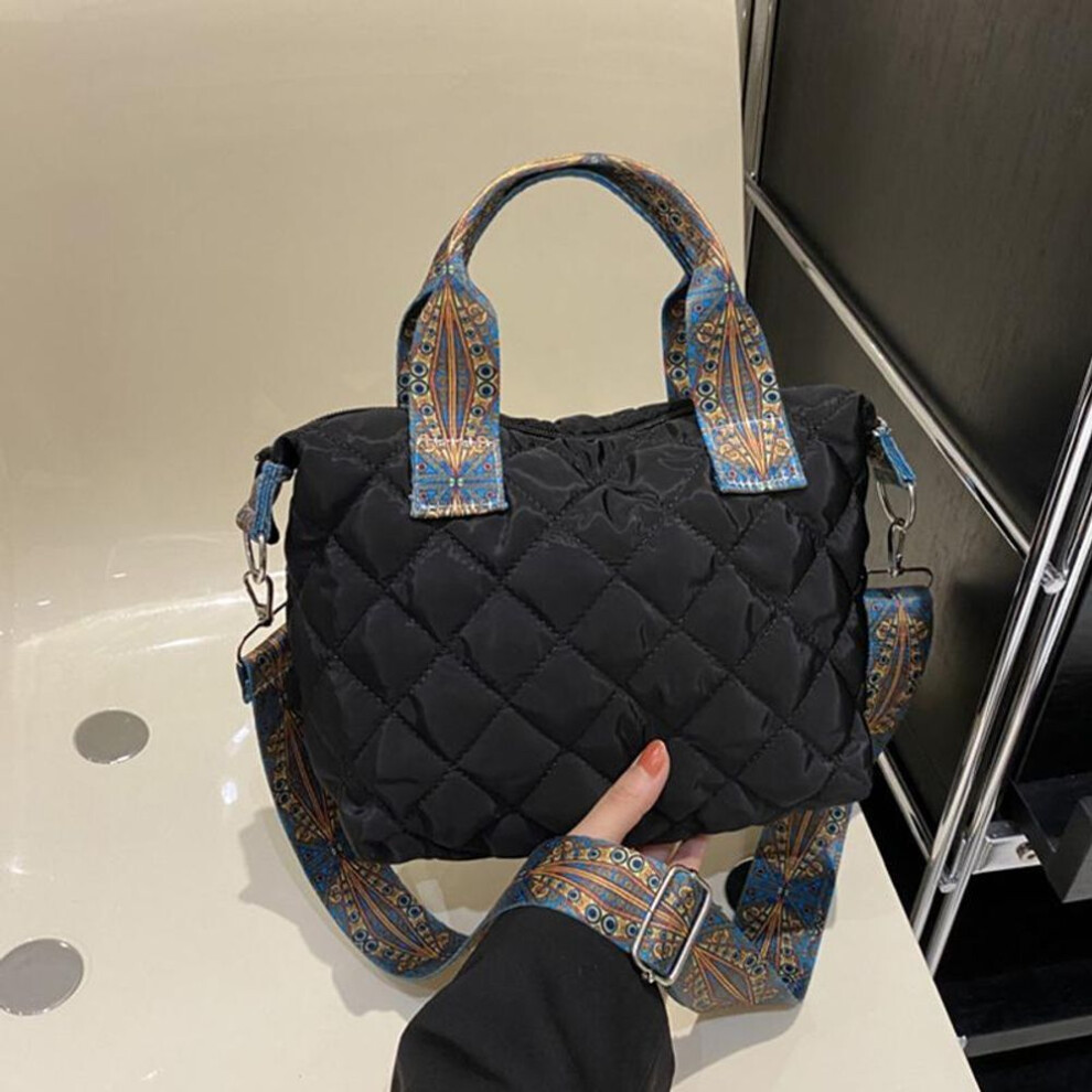 (black, 22.5x10.5x19.5cm) Yogodlns Design Lingge Quilted Padded Large Tote Nylon Women Handbags Luxury Design Shoulder Crossbody Bags Shopper Bag