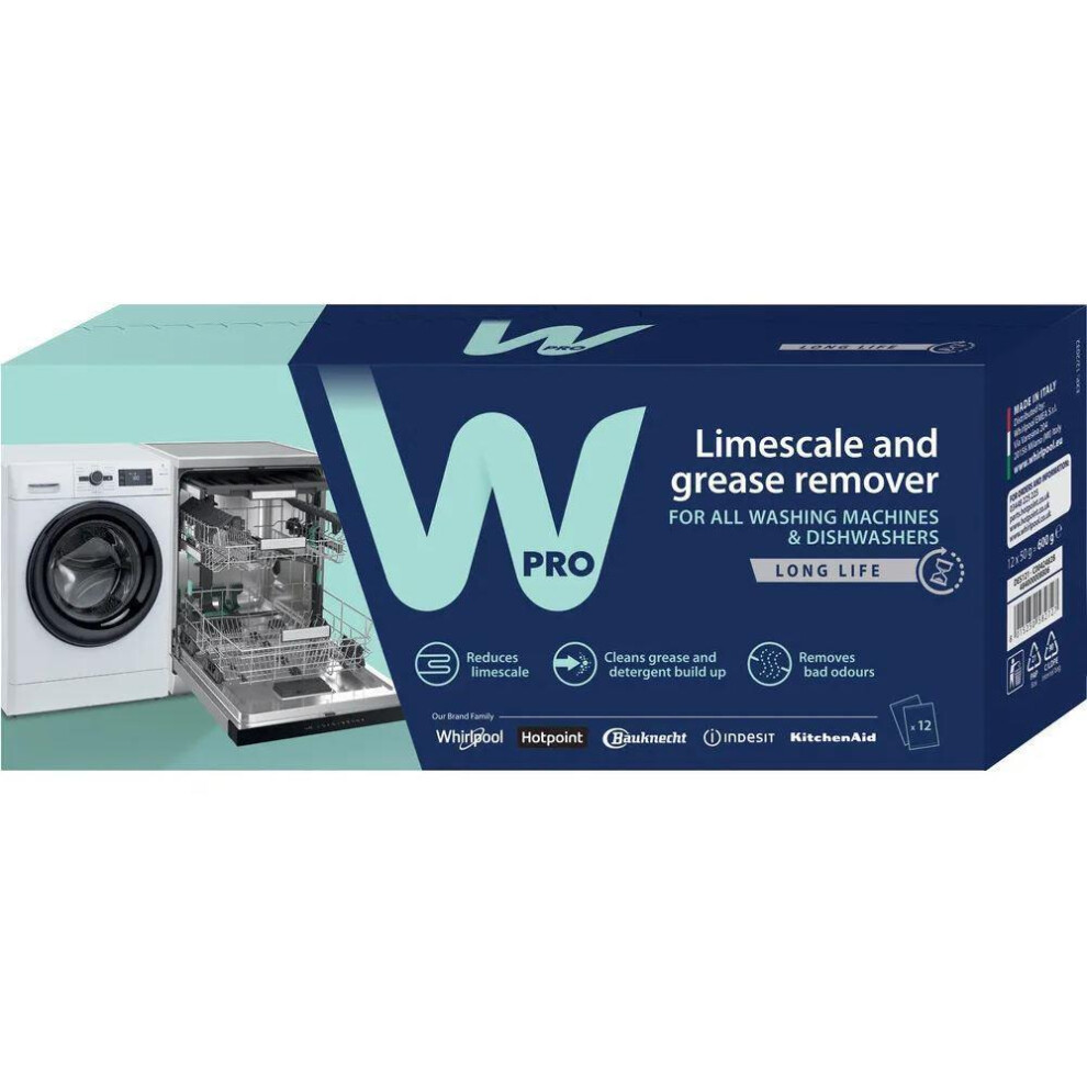 HOTPOINT Washing Machine Limescale Descaler Detergent Remover 12 Sachet 50g
