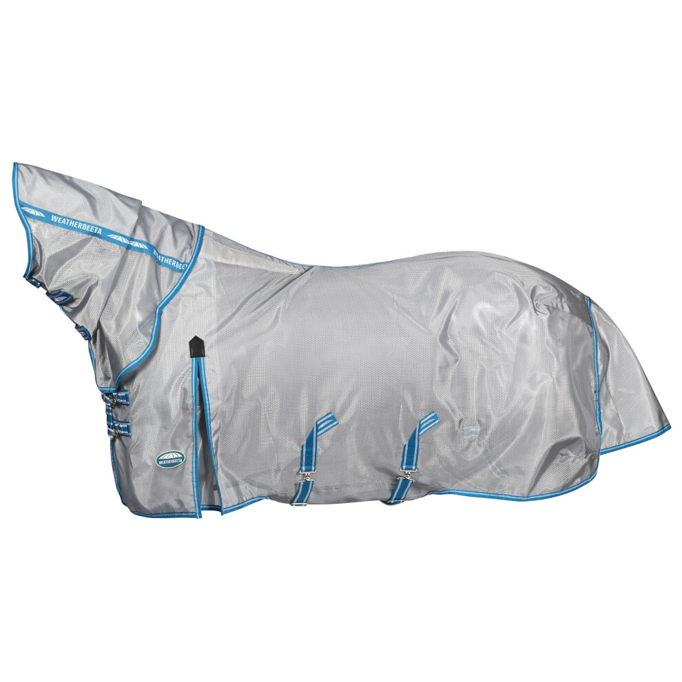 (6' 6", Silver/Teal Blue) Weatherbeeta Comfitec Hexi Shield Combo Neck Horse Fly Rug