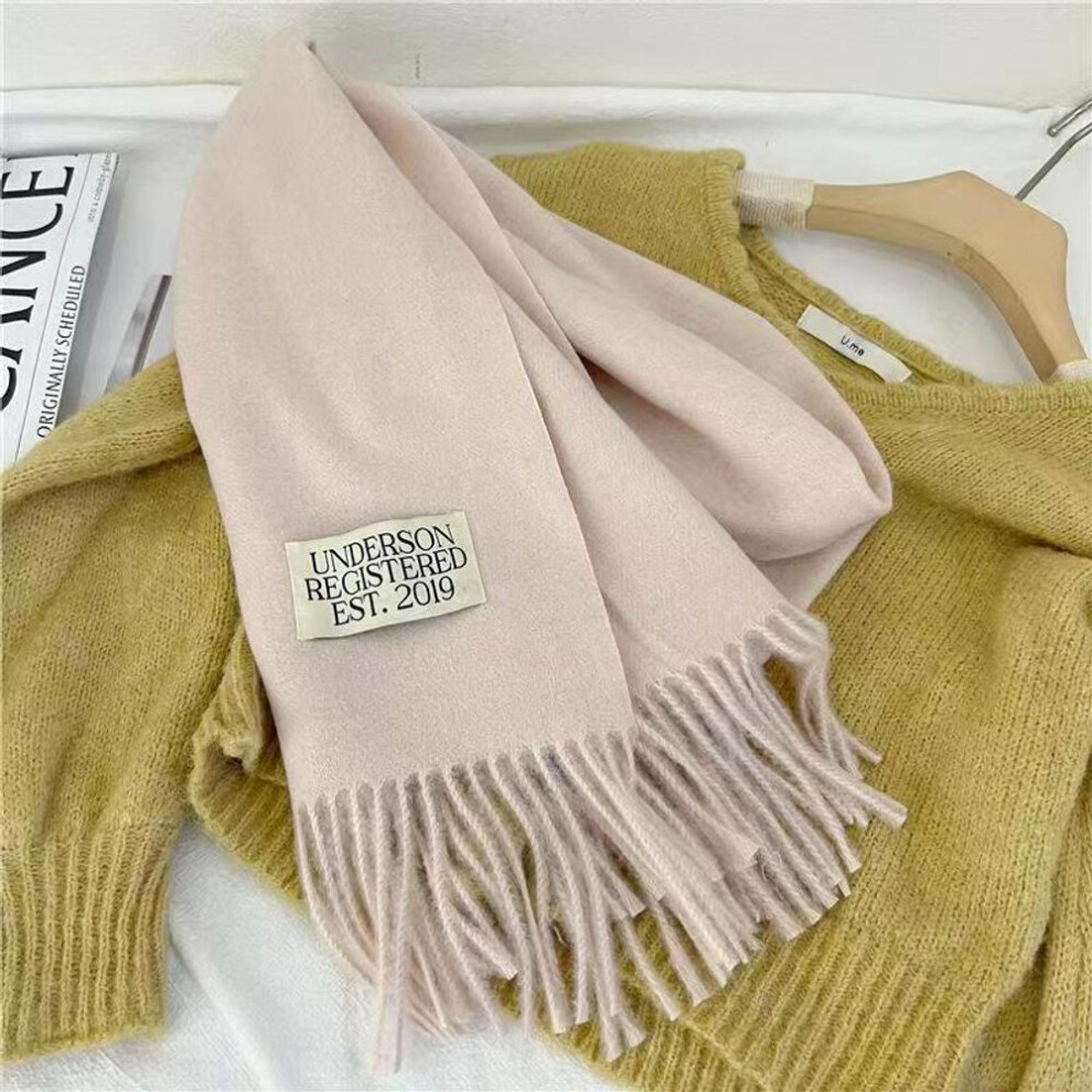 (beige, 35x170cm) Solid Color Cashmere Neck Scarf For Women Winter Warm Shawls and Wraps Large Hijab Scarves Female 35x170cm